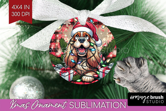 Cocker Spaniel Funny Dog Christmas Ornament PNG Sublimation OrangeBrushStudio 