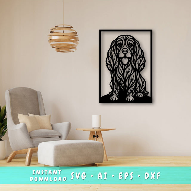 Cocker Spaniel Laser SVG, Cute Dog Laser Cut, Pet Lover Design, Digital Download, Dog Art, Laser Engraving File SVG HappyDesignStudio 