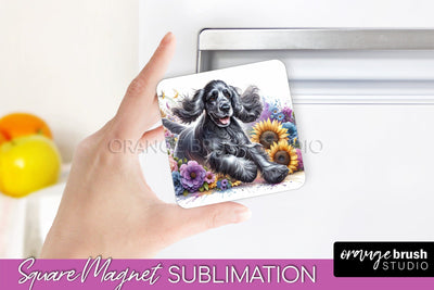 Cocker Spaniel Magnet Sublimation - Dog Mom Floral Magnet PNG Design Sublimation OrangeBrushStudio 
