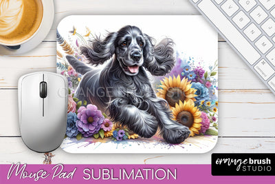 Cocker Spaniel Mouse Pad Design - Dog Mom Floral Mousepad Sublimation Sublimation OrangeBrushStudio 