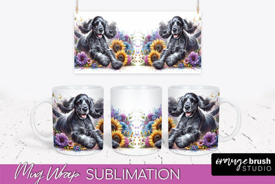 Cocker Spaniel Mug Wrap - Dog Mom Floral Coffee Mug PNG Sublimation Sublimation OrangeBrushStudio 