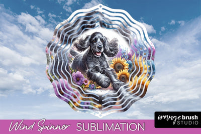 Cocker Spaniel Wind Spinner, Dog Mom Floral Wind Spinner Sublimation Sublimation OrangeBrushStudio 