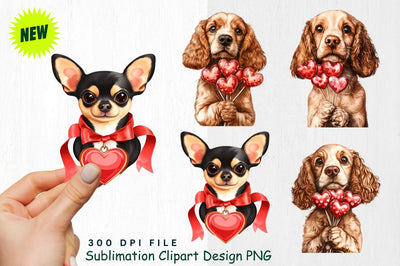 Cocker Spaniel with Heart Lollipop Bouquet Clipart Sublimation Regulrcrative 