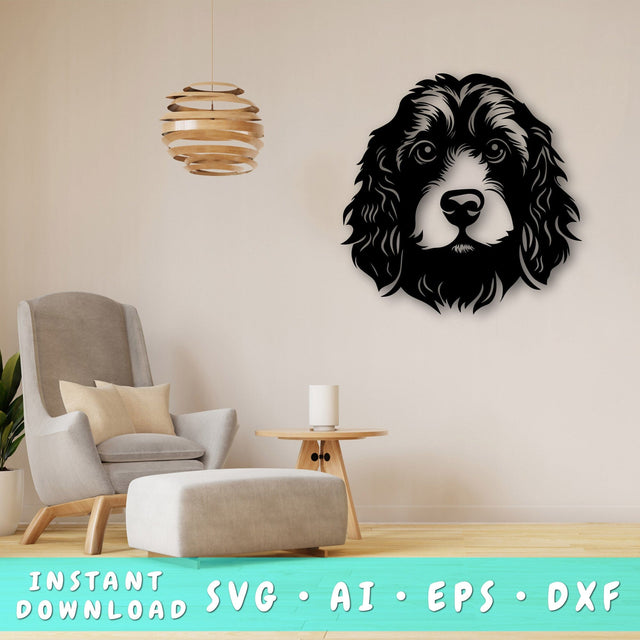 Cockerpoo Laser SVG Cut File, Cockerpoo Glowforge File, Cockerpoo DXF, Cockerpoo Wall Art SVG SVG HappyDesignStudio 