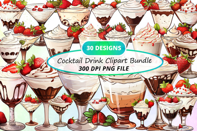 Cocktail Drink Clipart Bundle Sublimation Regulrcrative 