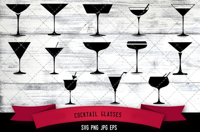 Cocktail Glasses Vector Bundle - JPG, SVG, PNG, EPS - Digital Download with Commercial License for Cricut, Silhouette, Scan N Cut Crafting SVG Loveleen Kaur 