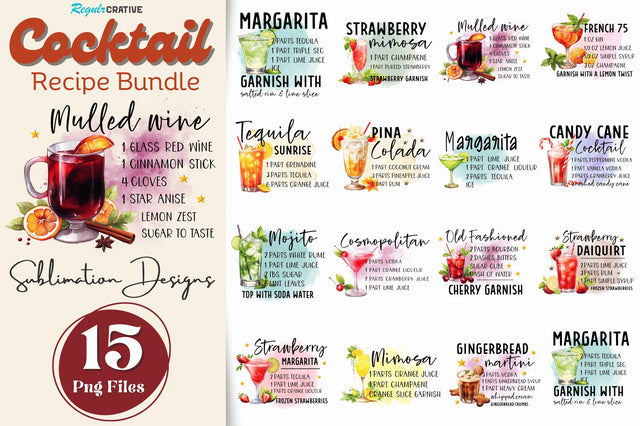 Cocktail Recipe Sublimation Bundle Sublimation Regulrcrative 