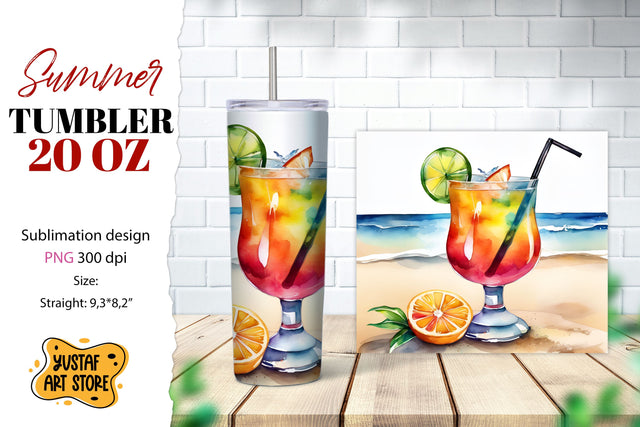 Cocktail tumbler wrap. Summer tumbler sublimation design Sublimation Yustaf Art Store 