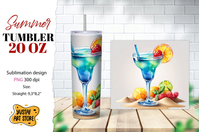 Cocktail tumbler wrap. Summer tumbler sublimation design Sublimation Yustaf Art Store 