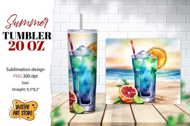 Cocktail tumbler wrap. Summer tumbler sublimation design Sublimation Yustaf Art Store 