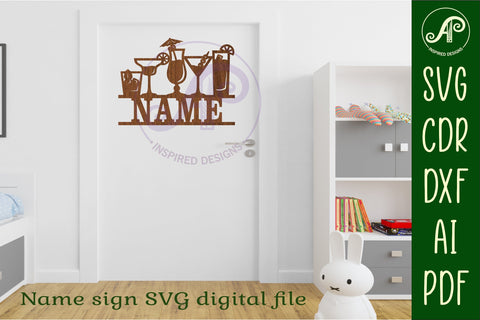 Cocktails name sign svg laser cut file SVG APInspireddesigns 