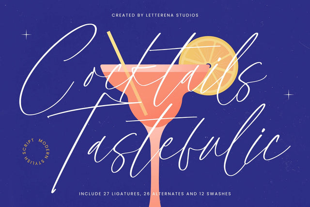 Cocktails Tastefulic - Modern Stylish Script Font Letterena Studios 
