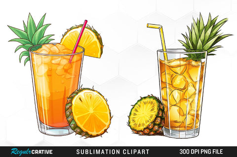 Cocktails Watercolor Clipart Bundle Sublimation Regulrcrative 