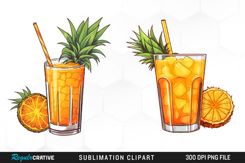 Cocktails Watercolor Clipart Bundle Sublimation Regulrcrative 