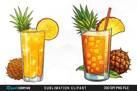 Cocktails Watercolor Clipart Bundle Sublimation Regulrcrative 