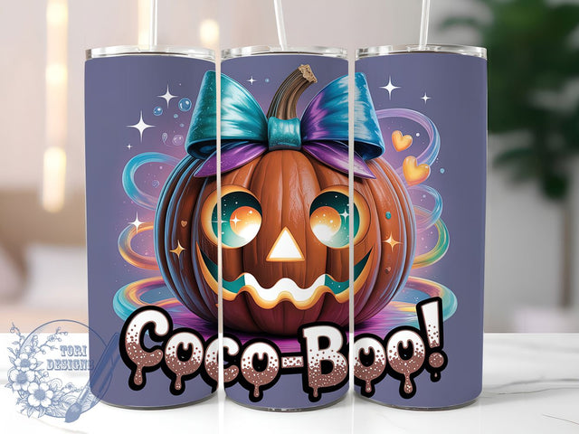 Coco Boo Ghost Pumpkin Halloween Tumbler, Pumpkin Halloween Mug, Cute Ghost Wrap, Spooky Pumpkin Cup, 20Oz Sublimation Design, Autumn Halloween Drinkware, Boo Pumpkin Tumbler Sublimation ToriDesigns 