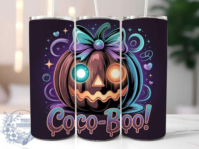 Coco Boo Ghost Pumpkin Halloween Tumbler, Pumpkin Halloween Mug, Cute Ghost Wrap, Spooky Pumpkin Cup, 20Oz Sublimation Design, Autumn Halloween Drinkware, Boo Pumpkin Tumbler Sublimation ToriDesigns 