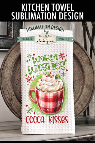Cocoa Mug Christmas Towel Sublimation Design | Kitchen Towel Designs Sublimation Ewe-N-Me Designs 