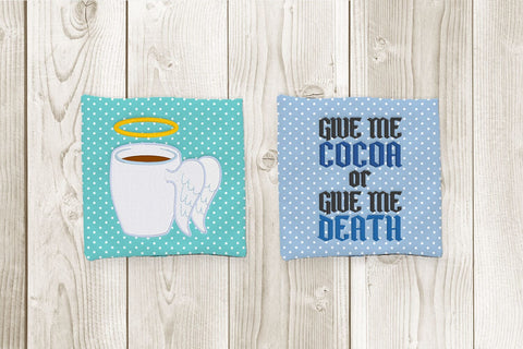Cocoa or Death Angel Wing Mug Rug ITH Applique Embroidery Embroidery/Applique DESIGNS Risa Rocks It 