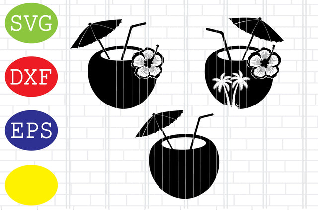 Coconut Cocktail Svg, Summer Beach Drinks Svg, Coconut Drink Svg, Jpg, Eps, Dxf Files SVG DigitalSvgFiles 