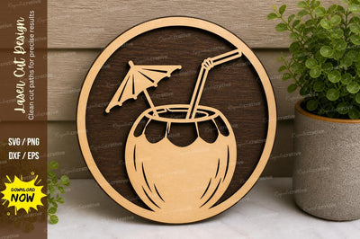 Coconut Drink Beach laser Cut svg Cutting file SVG Regulrcrative 