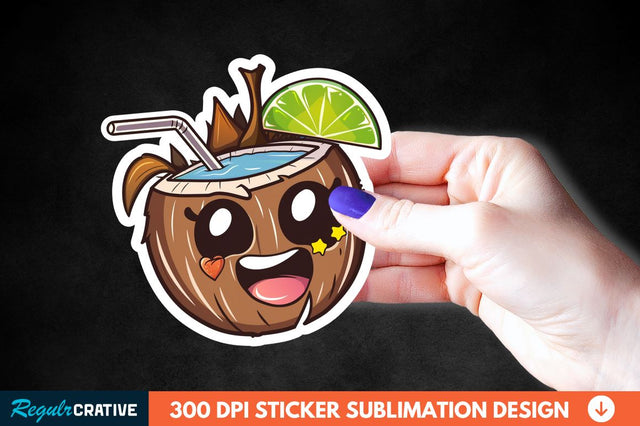 Coconut Drink Sticker Clipart Sublimation Regulrcrative 