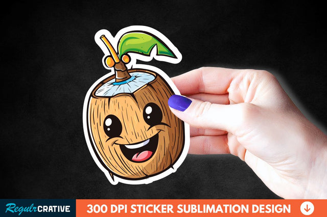 Coconut Drink Sticker Clipart Sublimation Regulrcrative 