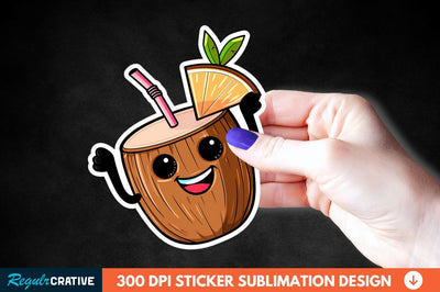 Coconut Drink Sticker Clipart Sublimation Regulrcrative 