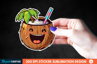 Coconut Drink Sticker Clipart Sublimation Regulrcrative 