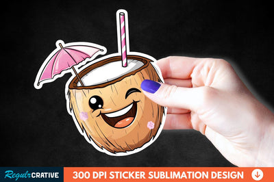 Coconut Drink Sticker Clipart Sublimation Regulrcrative 