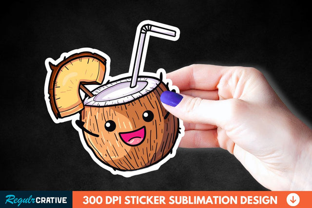 Coconut Drink Sticker Clipart Sublimation Regulrcrative 