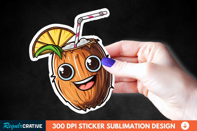Coconut Drink Sticker Clipart Sublimation Regulrcrative 
