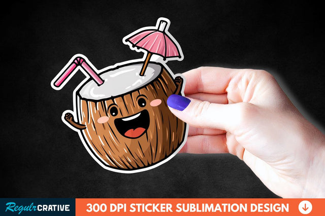 Coconut Drink Sticker Clipart Sublimation Regulrcrative 
