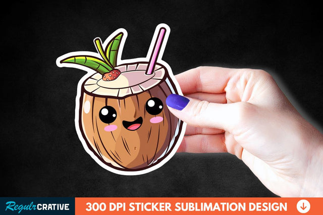 Coconut Drink Sticker Clipart Sublimation Regulrcrative 
