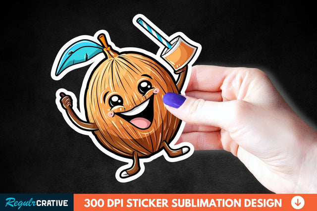 Coconut Drink Sticker Clipart Sublimation Regulrcrative 