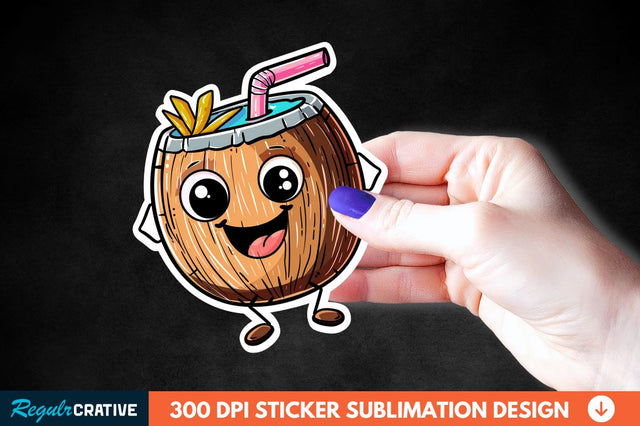 Coconut Drink Sticker Clipart Sublimation Regulrcrative 