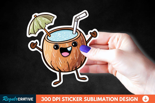Coconut Drink Sticker Clipart Sublimation Regulrcrative 