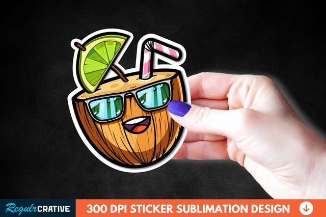 Coconut Drink Sticker Clipart Sublimation Regulrcrative 