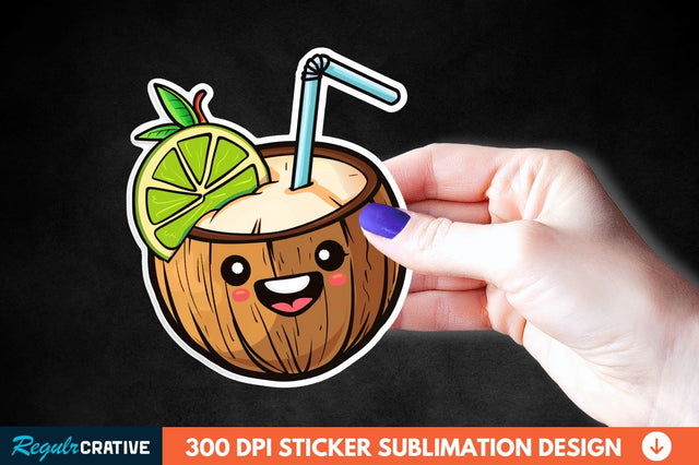Coconut Drink Sticker Clipart Sublimation Regulrcrative 