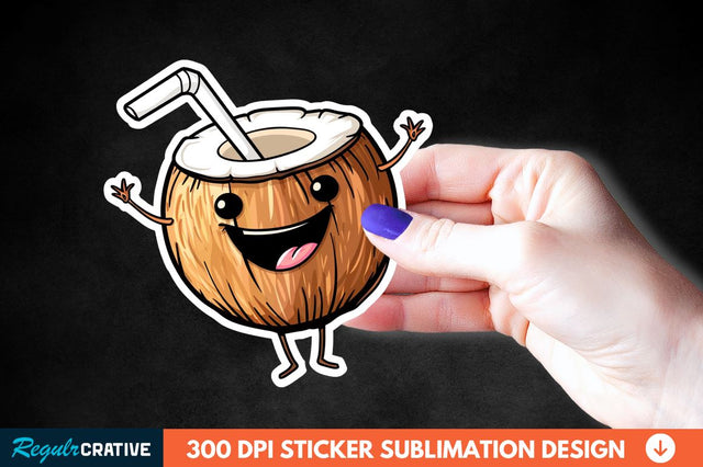 Coconut Drink Sticker Clipart Sublimation Regulrcrative 