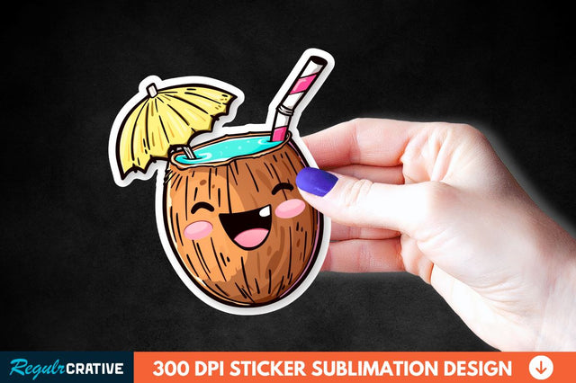 Coconut Drink Sticker Clipart Sublimation Regulrcrative 