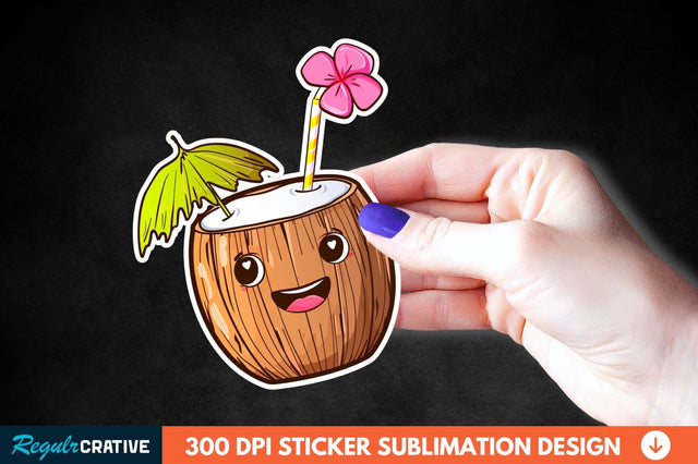 Coconut Drink Sticker Clipart Sublimation Regulrcrative 