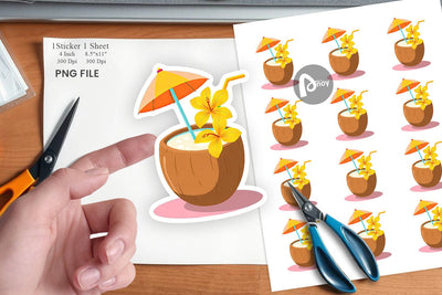 Coconut Drink Sticker Sublimation artnoy 