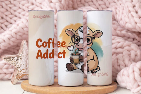 Coffee Addict Calf 20oz Tumbler Wrap Sublimation DesignSVG 