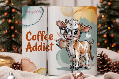 Coffee Addict Calf 20oz Tumbler Wrap Sublimation DesignSVG 