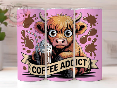 Coffee Addict Cow 20oz Tumbler Wrap, Coffee Addict Sublimation, Cartoon Cow PNG, Humorous Cow Design, 20oz Tumbler Wrap, Cute Cow Sublimation, Summer Vibes Wrap Sublimation Lara' s Designs 