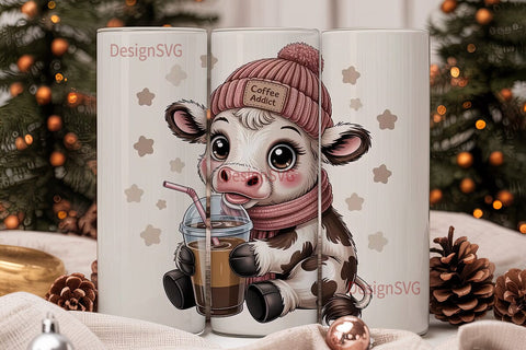 Coffee Addict Cow Tumbler Wrap Sublimation DesignSVG 
