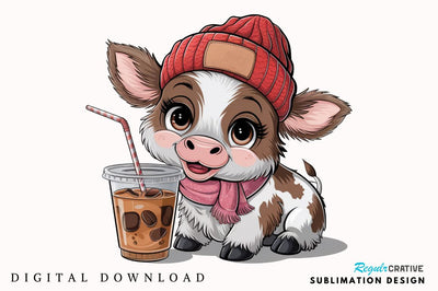 Coffee Addict Highland Cow Sublimation Design Sublimation Regulrcrative 