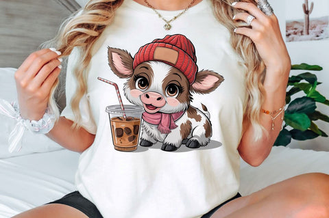 Coffee Addict Highland Cow Sublimation Design Sublimation Regulrcrative 