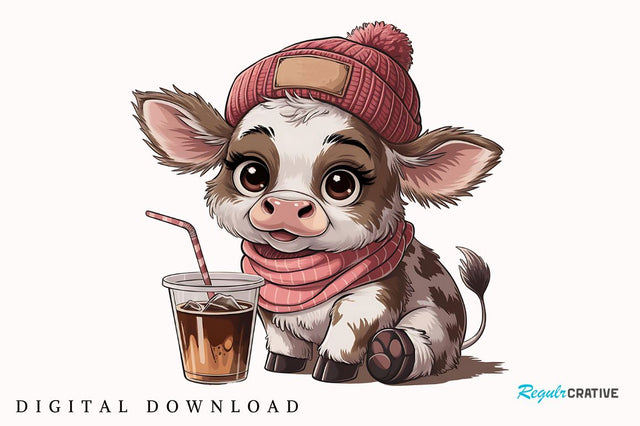 Coffee Addict Highland Cow Sublimation Design Sublimation Regulrcrative 